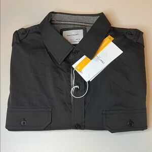 Craft + Flow Casual Button Down Shirt Black Size Large NWT